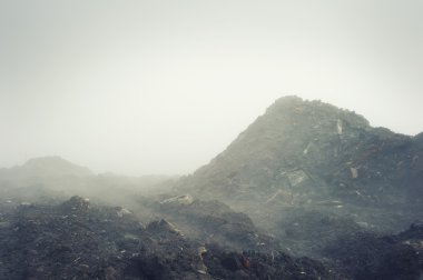 arazi üzerine sis ile peyzaj