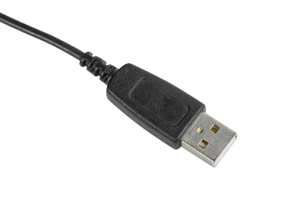 Cable USB negro aislado en el blanco —  Fotos de Stock