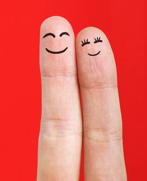 Lackierte glückliche Finger Smiley-Gesichter in Liebe — Stockfoto