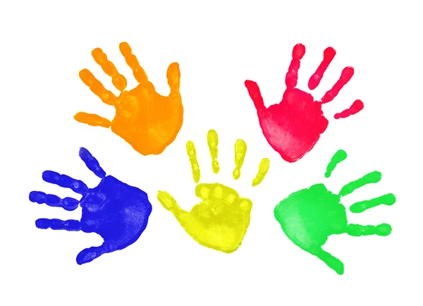 Empreintes de mains colorées — Photo