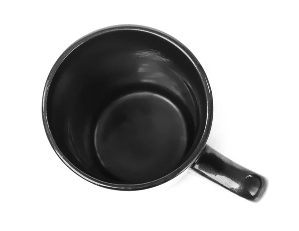 白で隔離される黒いカップの上部 — ストック写真