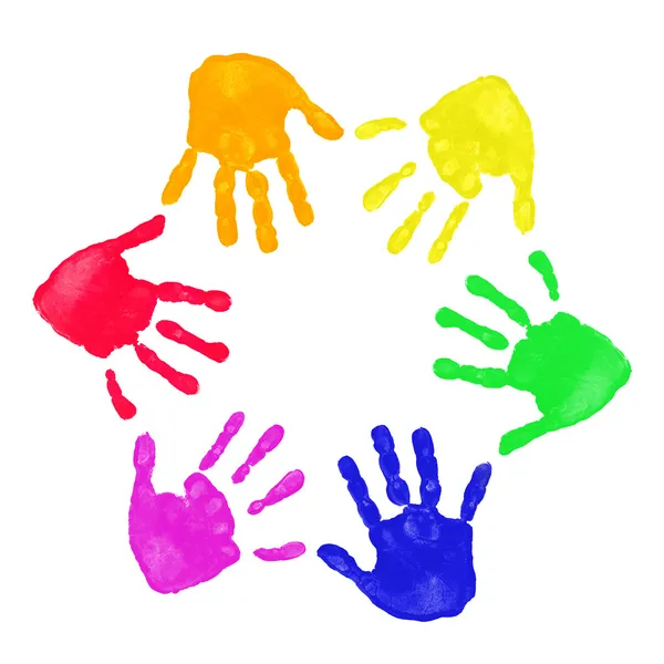 Colorful hands prints — Stock Photo, Image