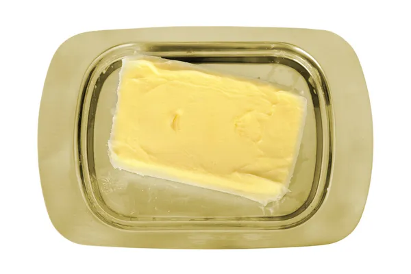 골든 버터 접시에 버터 — 스톡 사진