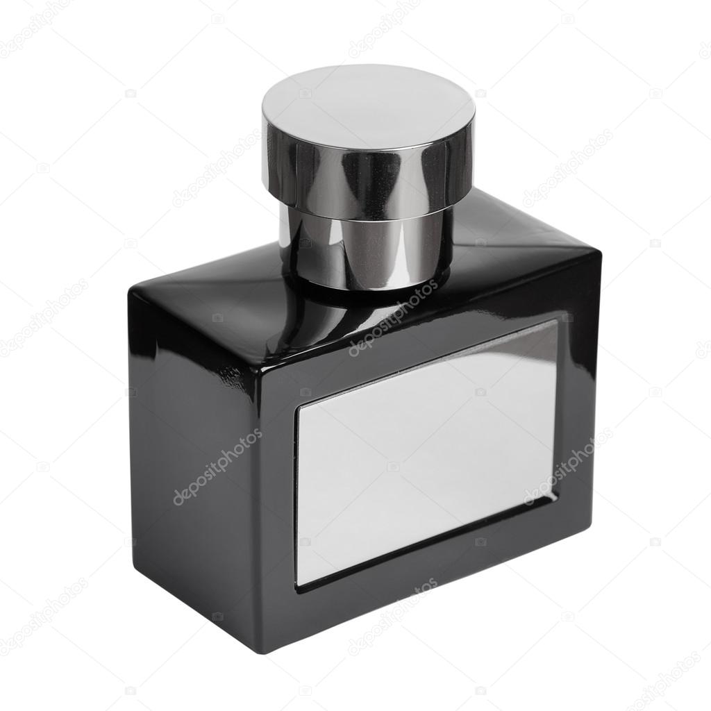 Black perfume bottle isolated