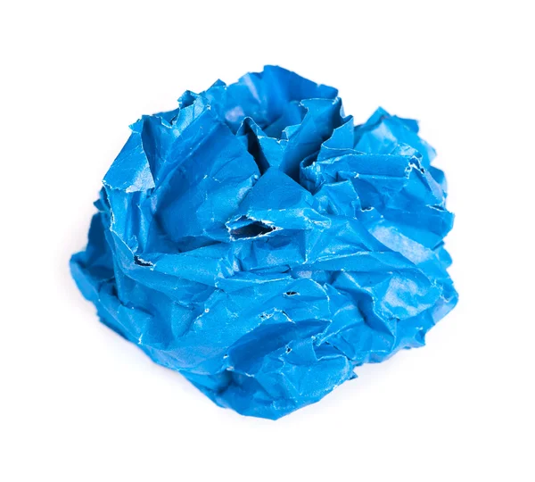 Screwed up piece of blue paper — Stock Photo, Image