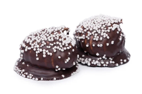 Chocolates Con Salpicaduras Blancas Aisladas —  Fotos de Stock