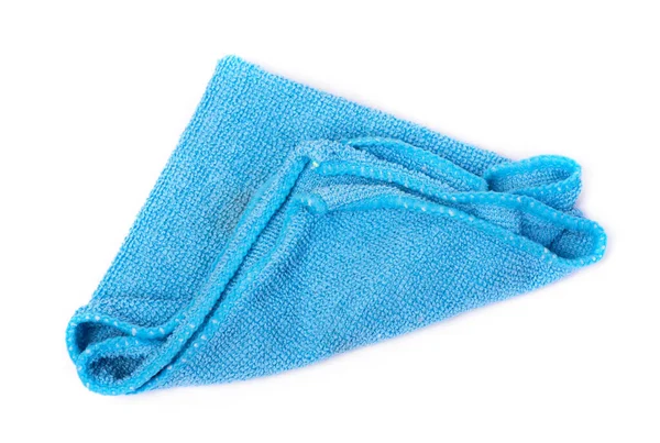 Azul Enrugado Usado Pano Isolado Sobre Fundo Branco — Fotografia de Stock