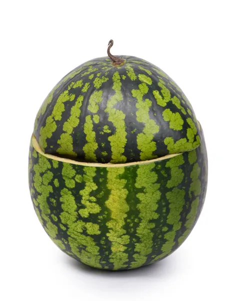 Hohle Wassermelone Mit Leerer Schale Isoliert Über Weißem Hintergrund — Stockfoto