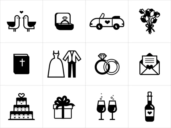 Iconos de boda — Vector de stock