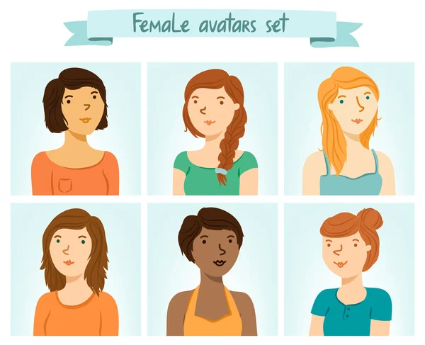Ženské avatary sada — Stockový vektor
