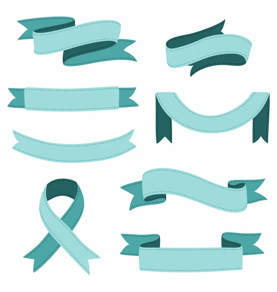 Stitched ribbons set — Stock Vector