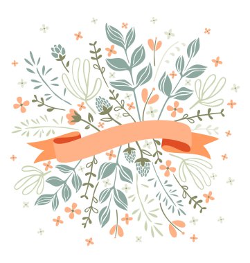 Florals and ribbon clipart