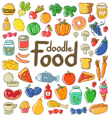 Colored food doodle clipart