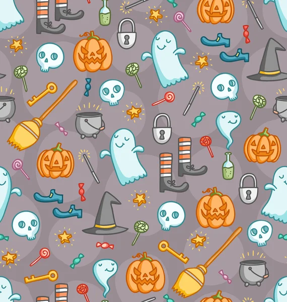 Modello doodle Halloween a colori — Vettoriale Stock