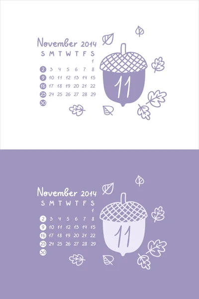 November 2014 — Stock Vector