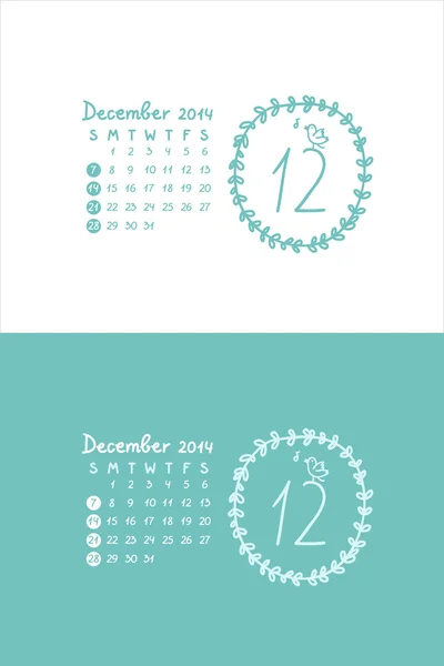 Diciembre de 2014 — Vector de stock