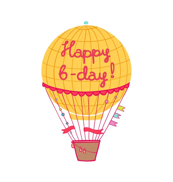 Gelukkige b-dag hete luchtballon — Stockvector