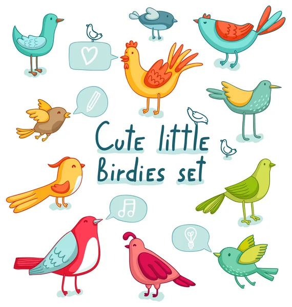 Ensemble d'oiseaux de bande dessinée — Image vectorielle