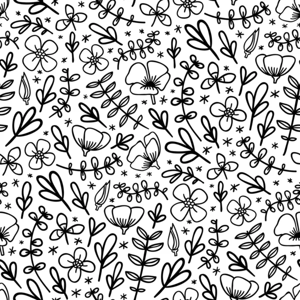 Чорно-білий квітковий візерунок — стоковий вектор