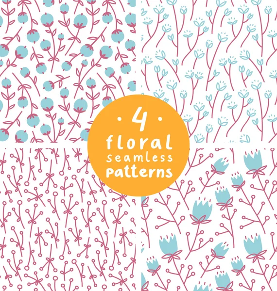 Ensemble de motifs floraux 1 — Image vectorielle