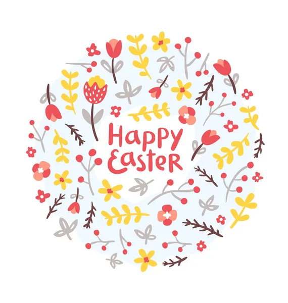 Easter floral wreath — Stock Vector