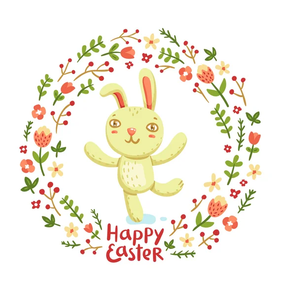 Feliz conejito de Pascua — Vector de stock