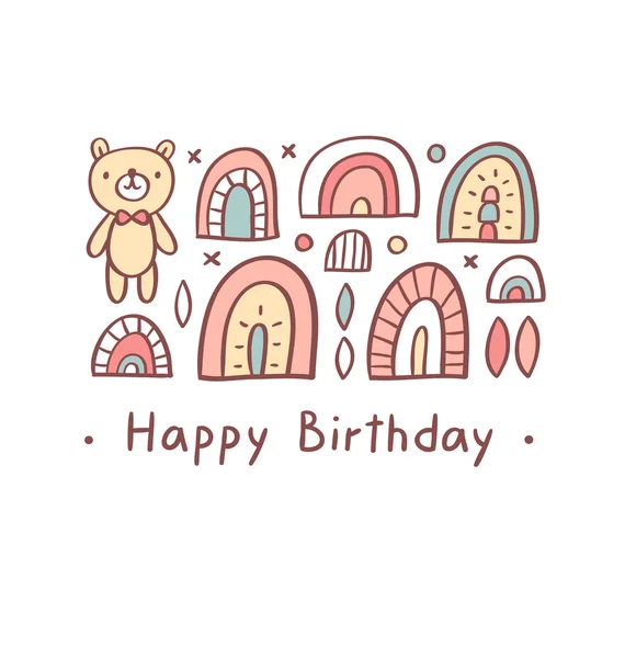 Feliz cumpleaños, oso de bienvenida — Vector de stock