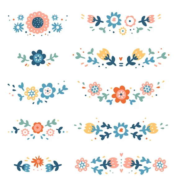 Dekorativa färgglada blommiga kompositioner — Stock vektor