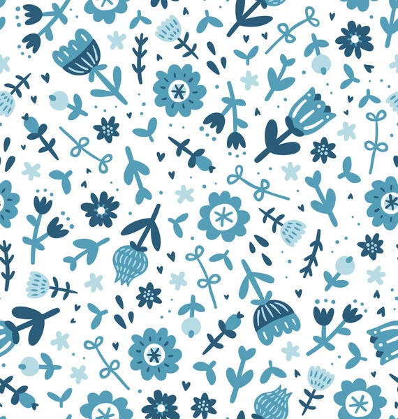 Modèle imprimé floral bleu — Image vectorielle