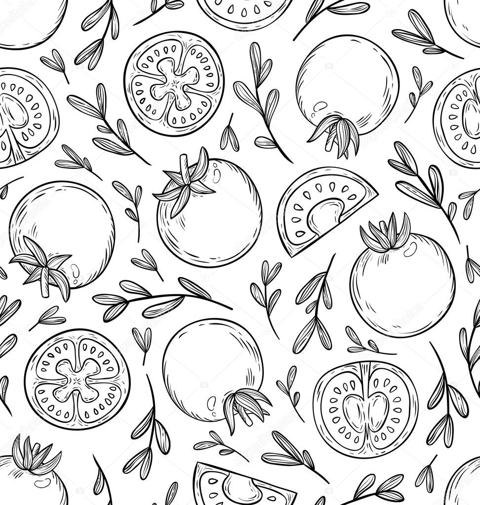 Sketched tomatoes pattern