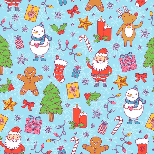 Christmas pattern on blue background — Stock Vector