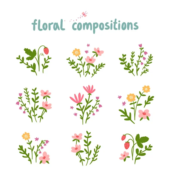Compositions florales collection vectorielle — Image vectorielle