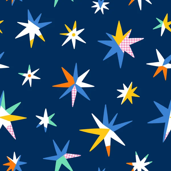Χρώμα Μπλοκ Αφηρημένα Αστέρια Μπλε Φόντο Διάνυσμα Απρόσκοπτη Μοτίβο — Διανυσματικό Αρχείο