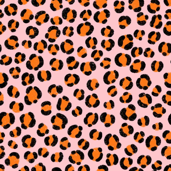 Naranja Manchas Leopardo Rosa Estampado Piel Animal Ilustración Patrón Sin — Foto de Stock