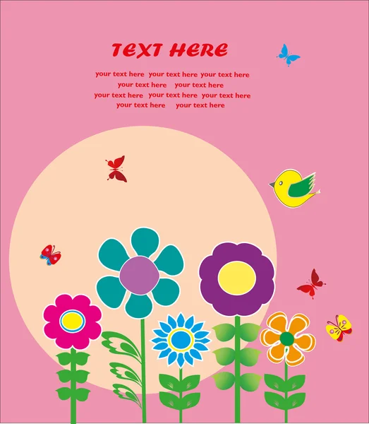 Krásné jemné květy s motýly. vektorové ilustrace — Stockový vektor