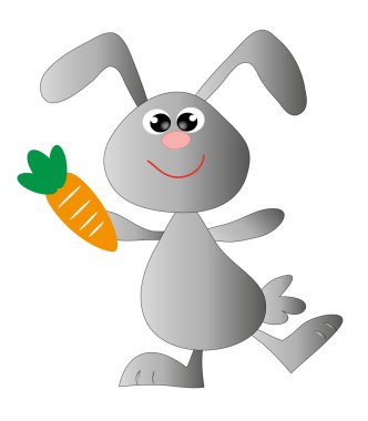 Funny bunny havuç ile. vektör çizim