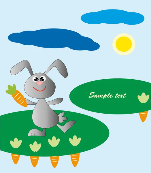 Coelhinho engraçado com uma cenoura. ilustração vetorial —  Vetores de Stock
