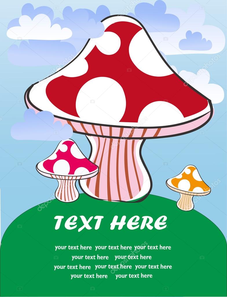 Fungus - Card for kids. vector illustration