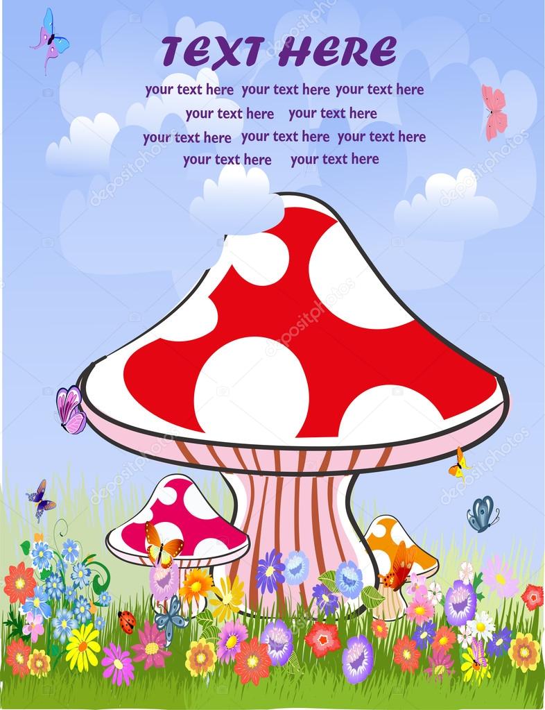 Fungus - Card for kids. vector illustration