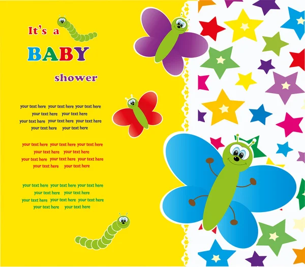 Baby shower - mariposas divertidas. ilustración vectorial — Archivo Imágenes Vectoriales