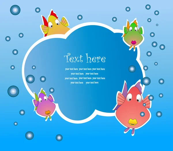 Děti rám s rybami. vektorové ilustrace — Stockový vektor