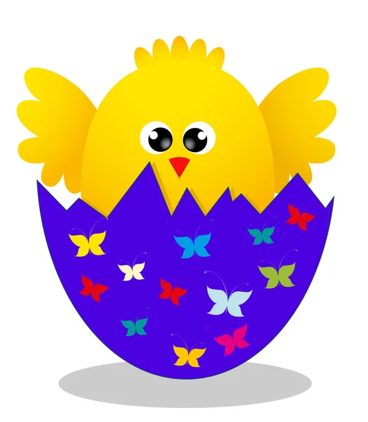 Surprise Yellow Chick Peeking Out Of An Easter Egg. vector illustration — Stock Vector