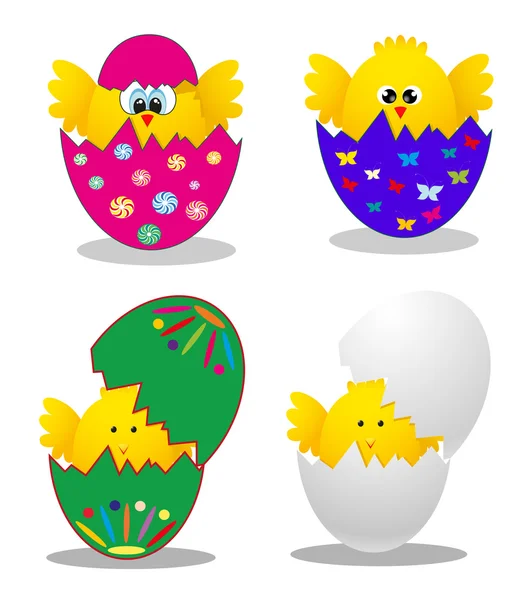 Surprise Yellow Chick Peeking Out Of An Easter Egg. vector illustration — Stock Vector