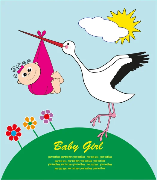 Stork med en baby i en påse. vektor illustration — Stock vektor