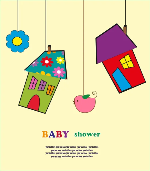 おもちゃの家 - ベビー シャワー。ベクトル イラスト — ストックベクタ