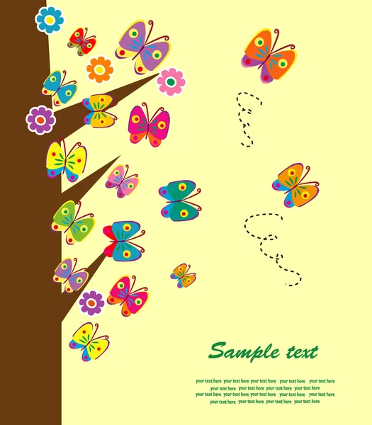 Albero con fiori. illustrazione vettoriale — Vettoriale Stock