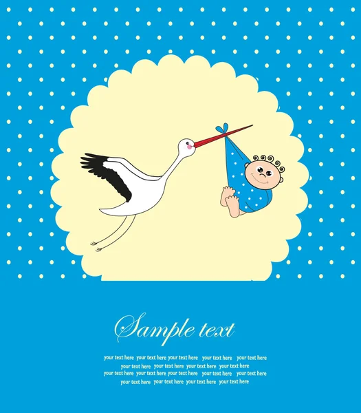 Cigüeña con un bebé. ilustración vectorial — Vector de stock