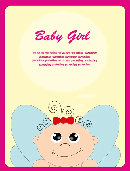 Linda tarjeta de bebé con un ángel. ilustración vectorial — Vector de stock