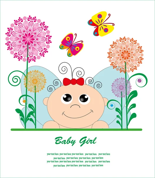 Schattige baby kaart met een engel. vectorillustratie — Stockvector