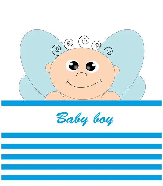 Linda tarjeta de bebé con un ángel. ilustración vectorial — Archivo Imágenes Vectoriales